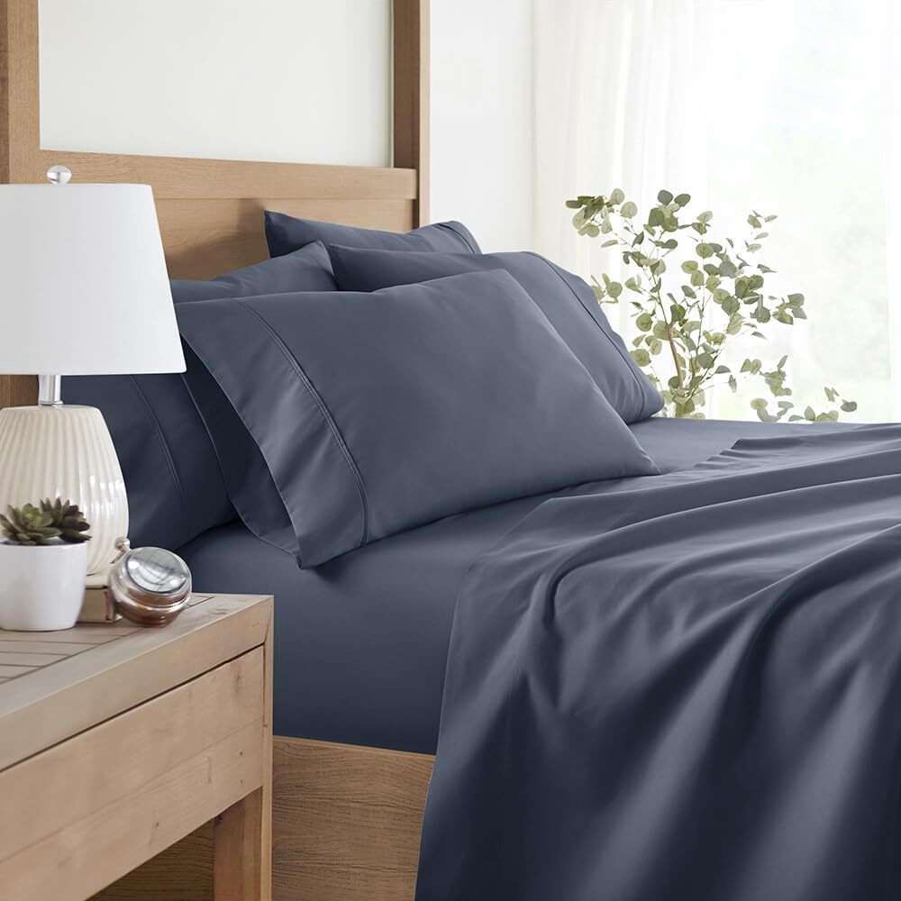 LINENS & HUTCH 6-Piece Essential Sheet Set - California King, Stone Grey